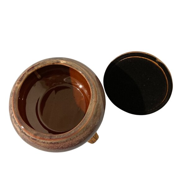 Purple Ceramic And Gold Tone Accents Decorative Bowl Container With Lid - Picture 6 of 9